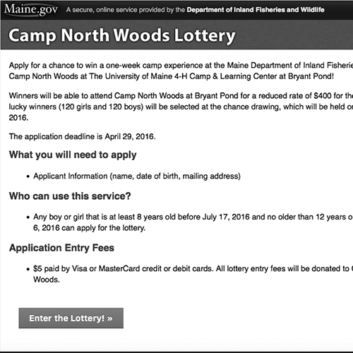 Camp North Woods Lottery