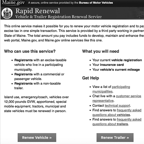 Rapid Renewal - Online Vehicle Registration Renewal