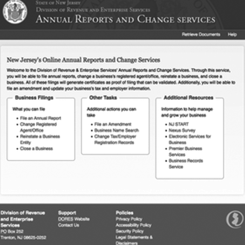 New Jersey Annual Reports & Change Service
