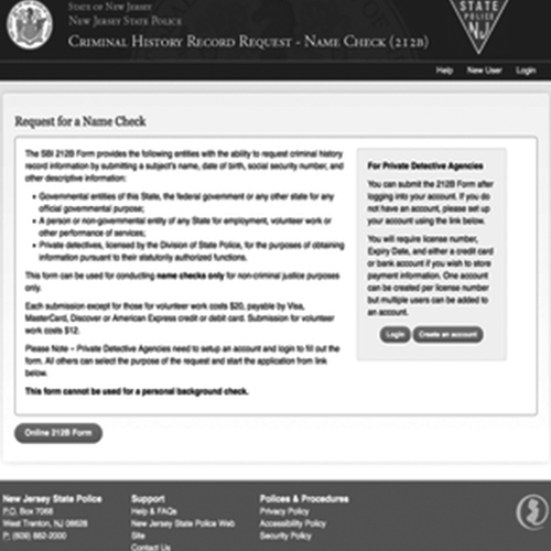New Jersey Criminal History Record Request