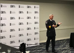 Newton, Ohio Police Chief Tom Synan explains his efforts to combat opioid addiction at the Smart Regions Conference in Columbus, Ohio, on October 25, 2018. (StateScoop)