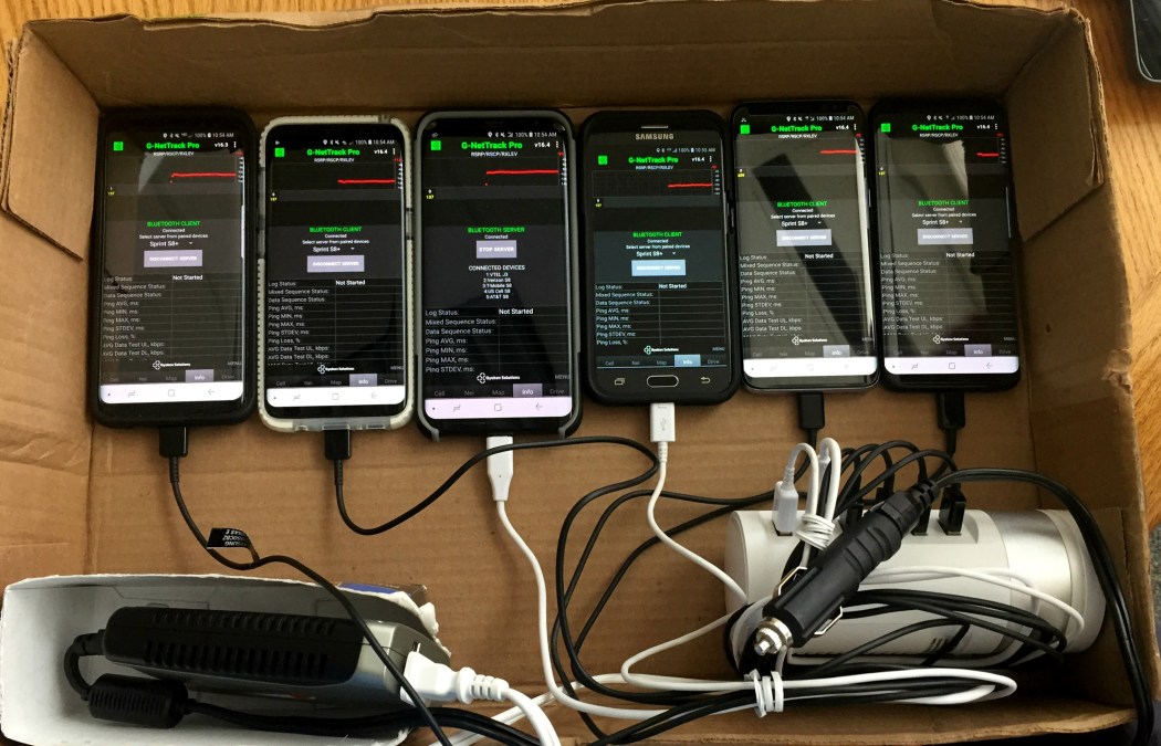 A box of smartphones