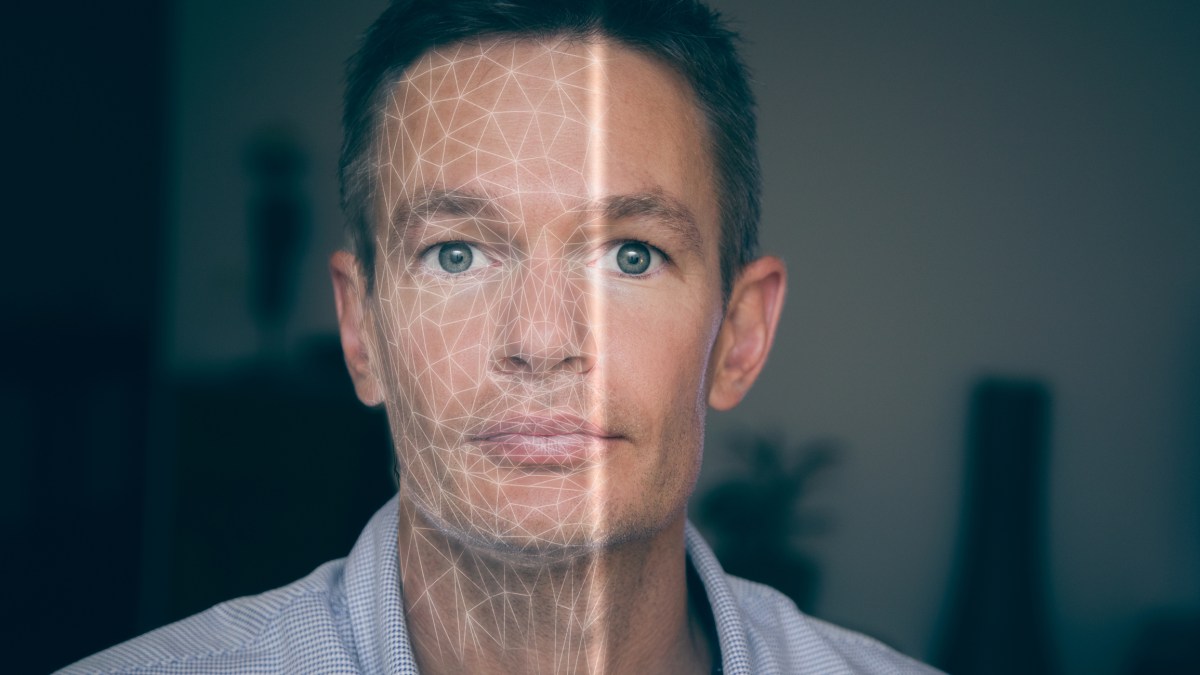 A person's face is being scanned
