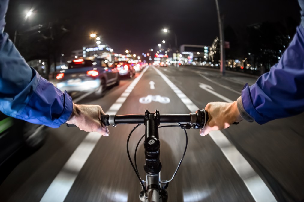cyclist at night