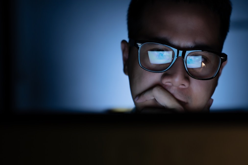 guy looking at screen