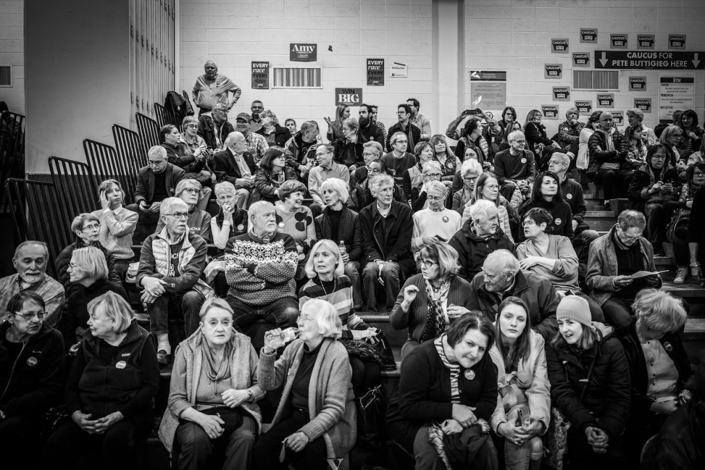 A Democratic Party caucus in Des Moines, Iowa