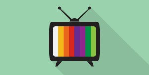 TV with rabbit ears and test pattern