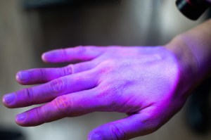 hand under UV light