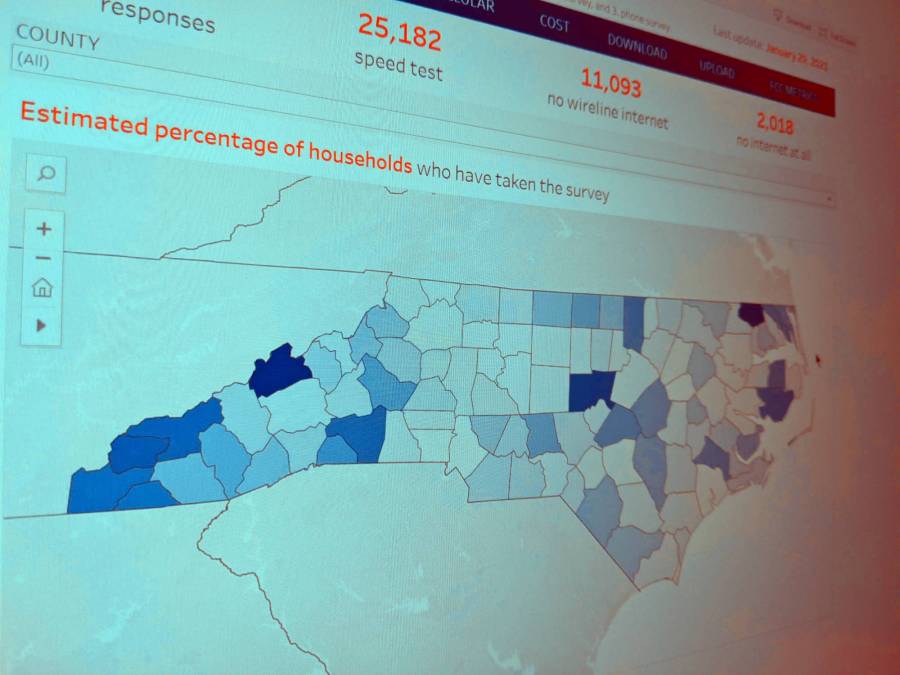 photo of North Carolina's broadband survey map