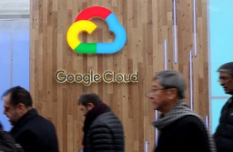 Google Cloud logo on a wall