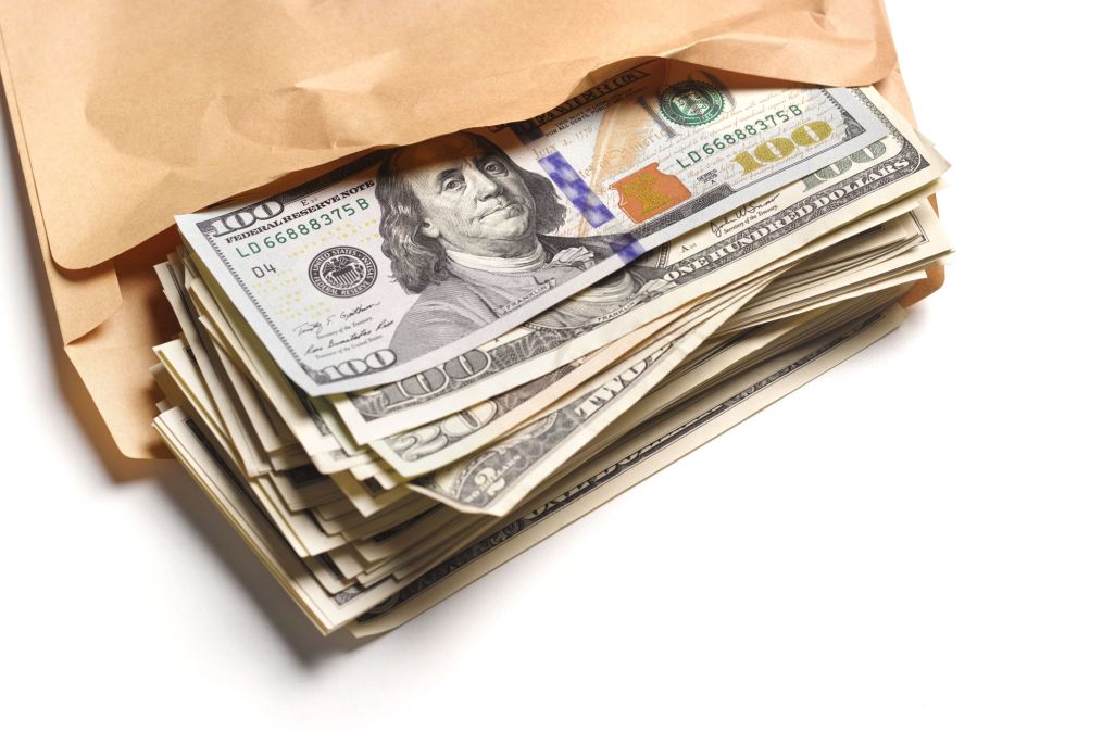 cash in envelope for bribery