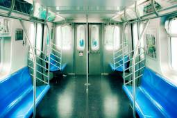 A photograph of the inside of an MTA train.