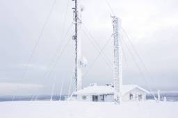 communications towers in snowy area