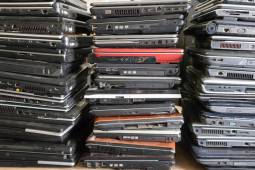 stacks of laptops