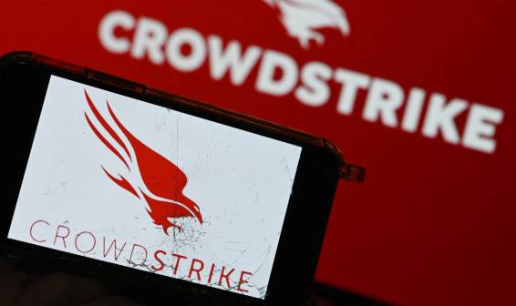 smartphone with Crowdstrike logo showing