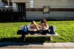 students using phones