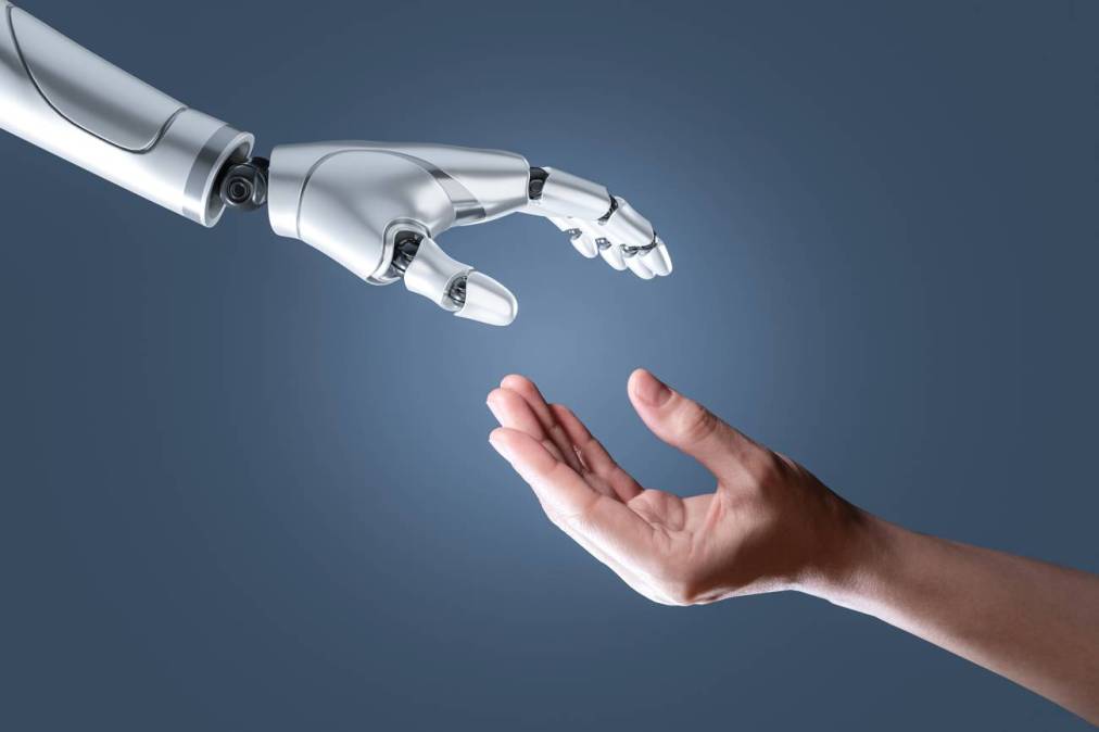 robot and human hand