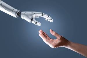 robot and human hand