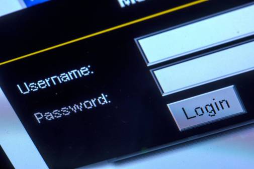 username and password boxes, login credentials on screen