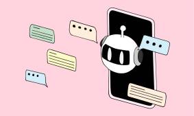 chatbot with pink background